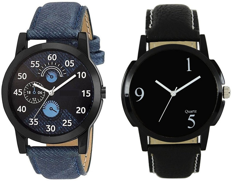 stallion7 Analogue Leather Strap Combo of 2 Wrist Quartz Movement Analog Watch  - For Boys