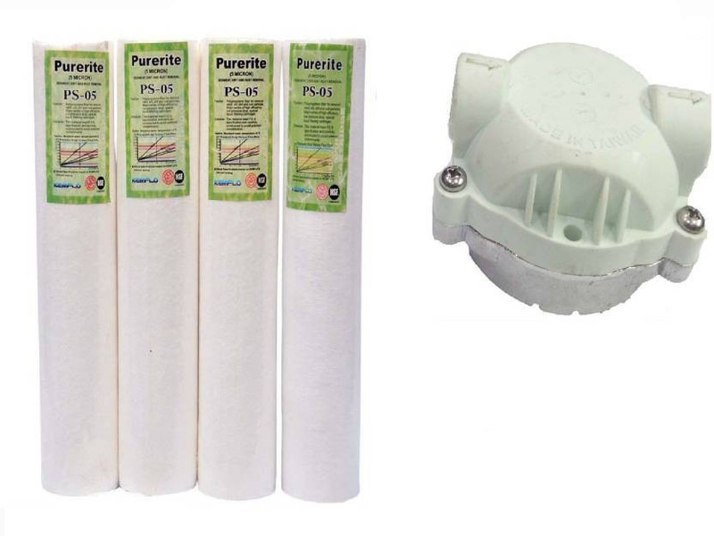 xisom RO Service Water Purifier 1* White Pump Head 4* SPUN FILTER Wound Filter Cartridge(0.5, Pack of 5)