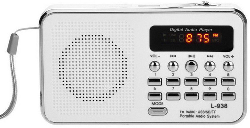 CRETO Latest Digital L-938 Fm Radio Music Mp3 Player Support USB pendrive , aux and memory card FM Radio(White)
