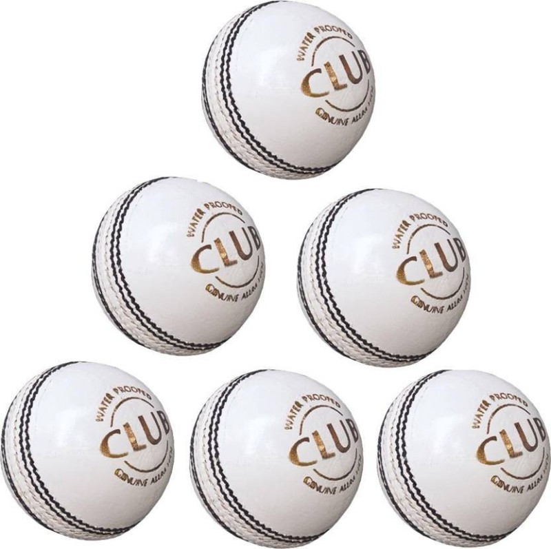 kaboom pack of-6 white leather ball Cricket Leather Ball(Pack of 6, White)