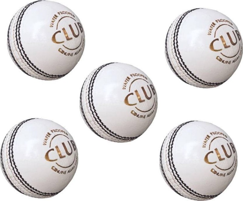 kaboom pack of -5 white leather ball Cricket Leather Ball(Pack of 5, White)