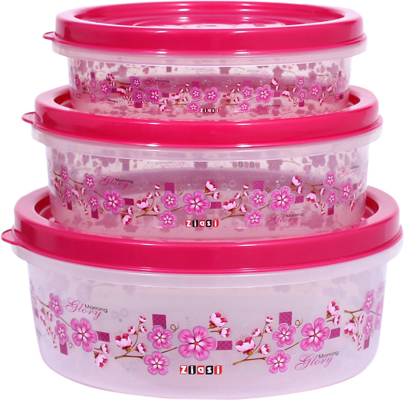 Ziasi Plastic Fridge Container - 7700 ml(Pack of 3, Pink)