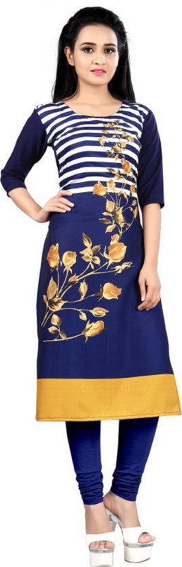 karaa Formal Graphic Print Women Kurti(Blue)