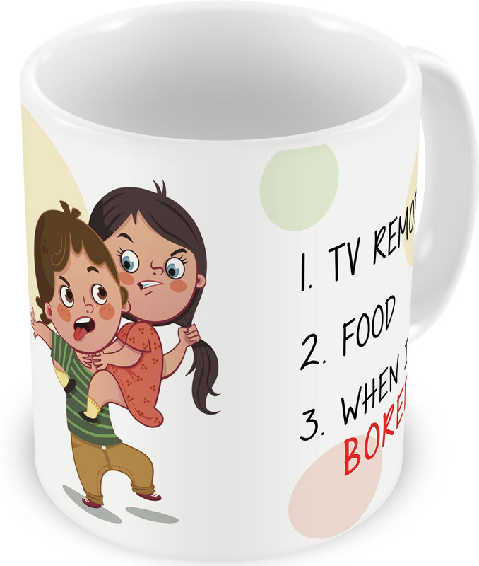 illuminati gifts Brother Sister Fight Reasons Funny Design Rakhi Raksha Bandhan Gifts for Brother/Sister on Birthday Bhaidooj Anniversary (ASMUGRB047) Ceramic Mug(325 ml)