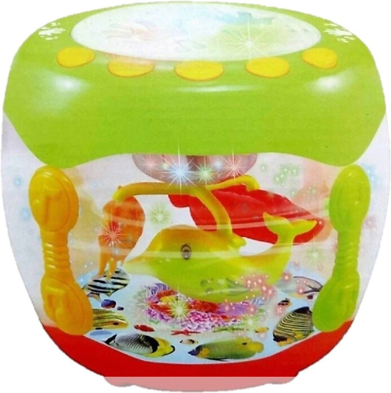 collectionmart Musical Fish Aquarium Drum Toy with 3D Lights and Music(Multicolor)