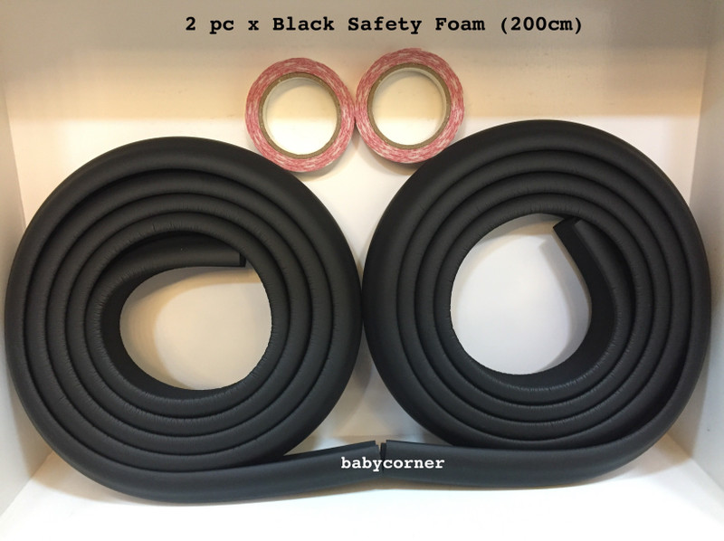 babycorner 2 Piece 200CM Child Baby Safety Products Glass Table Corner Edge Furniture Guard Strip, Corner Foam Bumper Collision Protector (Colour: Black) 2 Piece(Black)