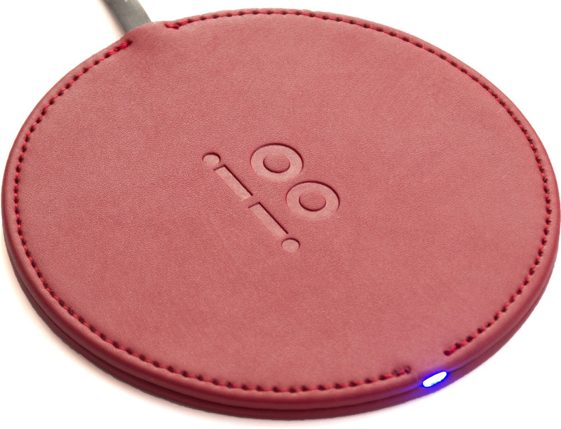 ioio flo 10W Fast Wireless charging pad- qi Certified- RED Leather Charging Pad