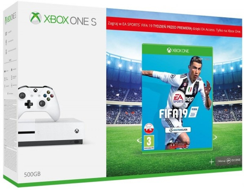 Microsoft Xbox One S Console 500GB with FIFA 19(White)