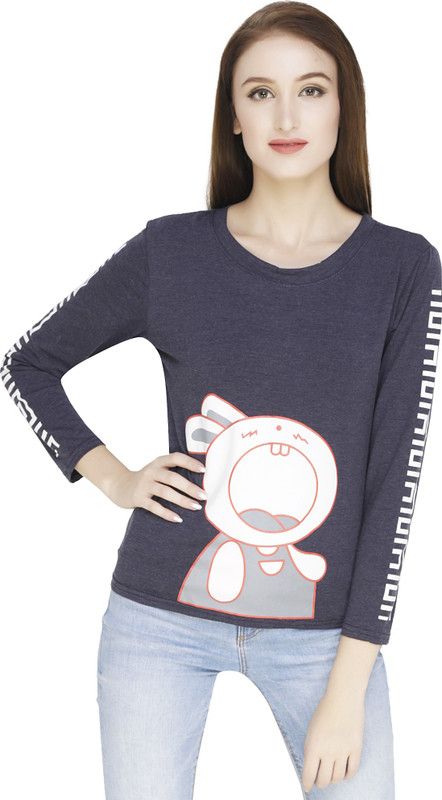 paavi Casual Full Sleeve Printed Women Grey Top