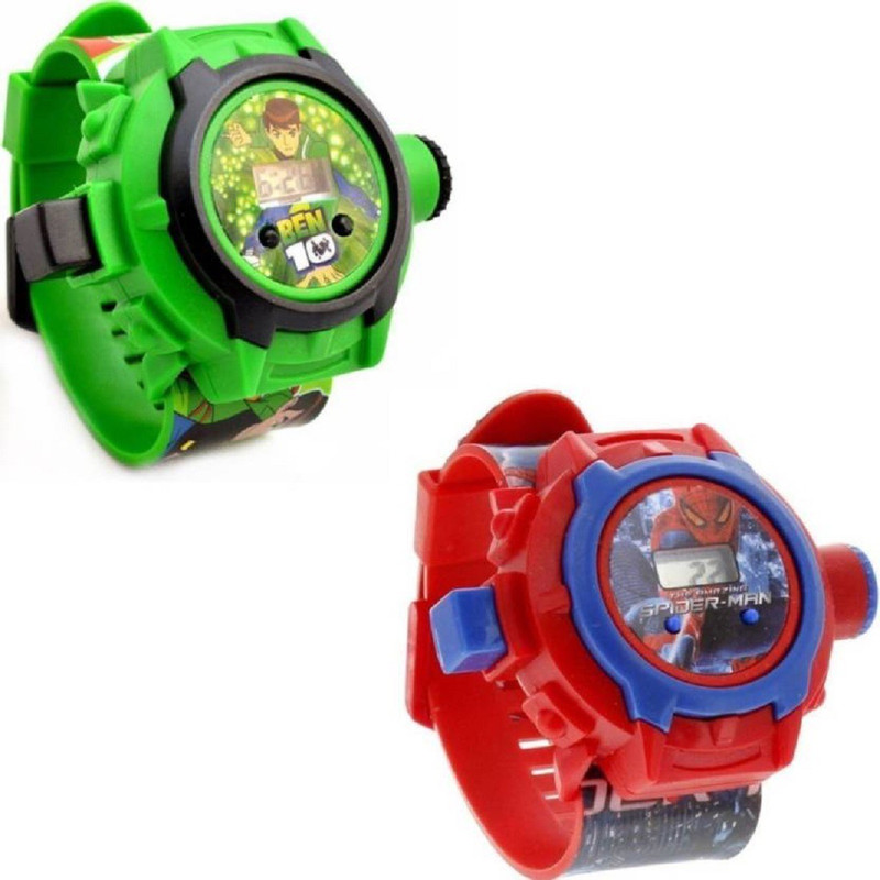 shopify Beautiful Combo Ben 10 & Spider-Man Projector SD,0-67 Kids Watch - For Boys Watch - For Boys Digital Watch  - For Boys