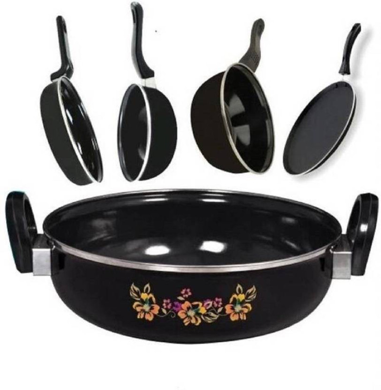 royal eliba Induction Bottom Cookware Set(Steel, 5 - Piece)