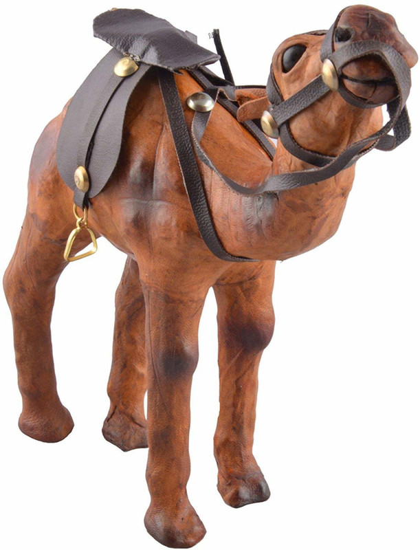 ramani Home Decorative Handmade Rajasthani Show Piece of Leather Camel Pake of-1 Decorative Showpiece  -  15 cm(Wood)