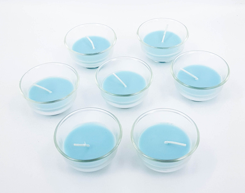 goyal candl eplanet Scented Wax Candle Glass Cup Candle(Blue, Pack of 7)