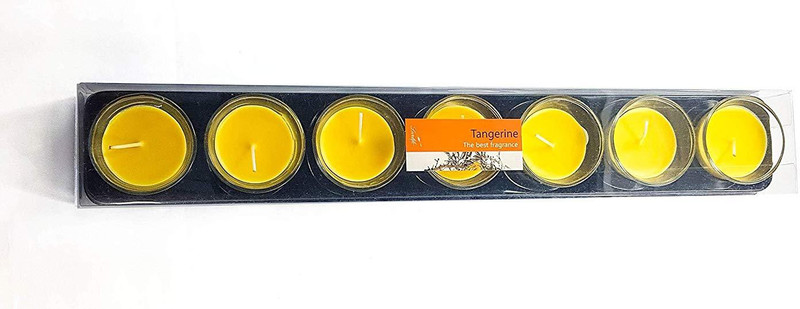 goyal candle planet White Tea Scented Wax Candle Glass Cup Candle(Yellow, Pack of 7)