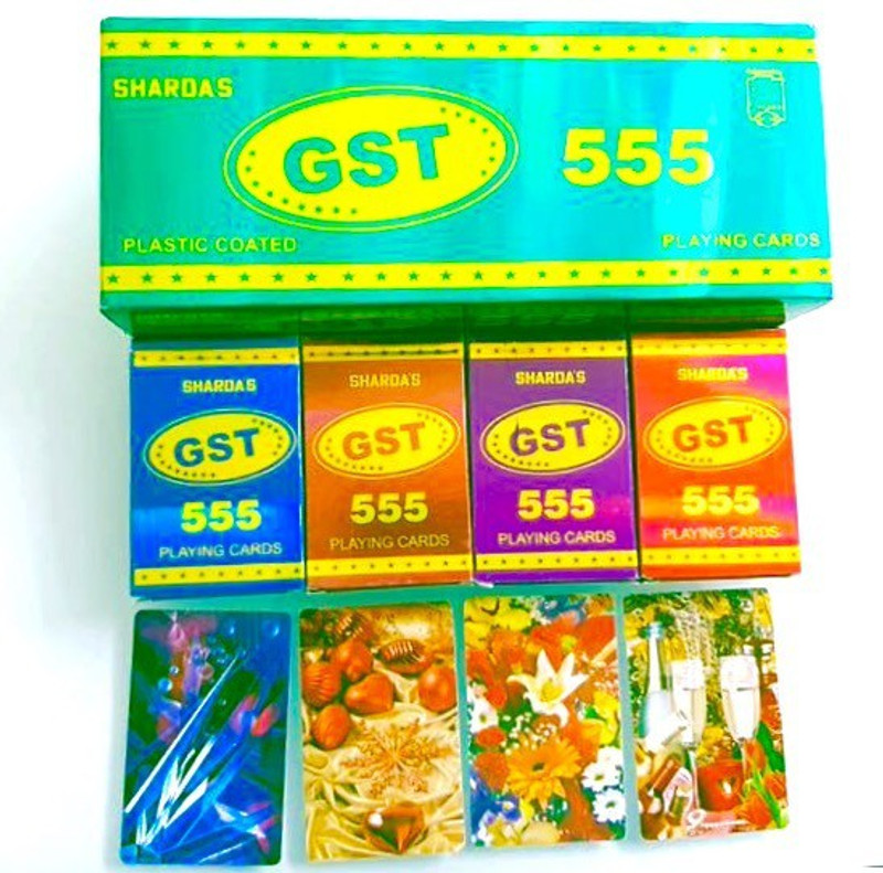 sharda cards GST 555 Premium Quality Plastic Coated Playing Cards(Multicolor)
