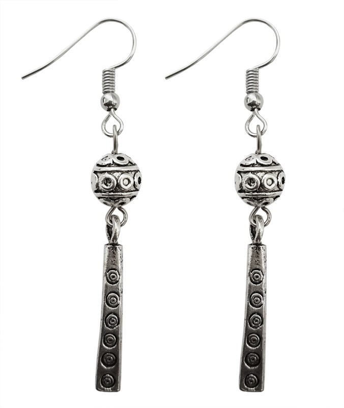 Mehrunnisa Tibetan Geometric Oxidized Silver Tone Earrings Metal Drops & Danglers