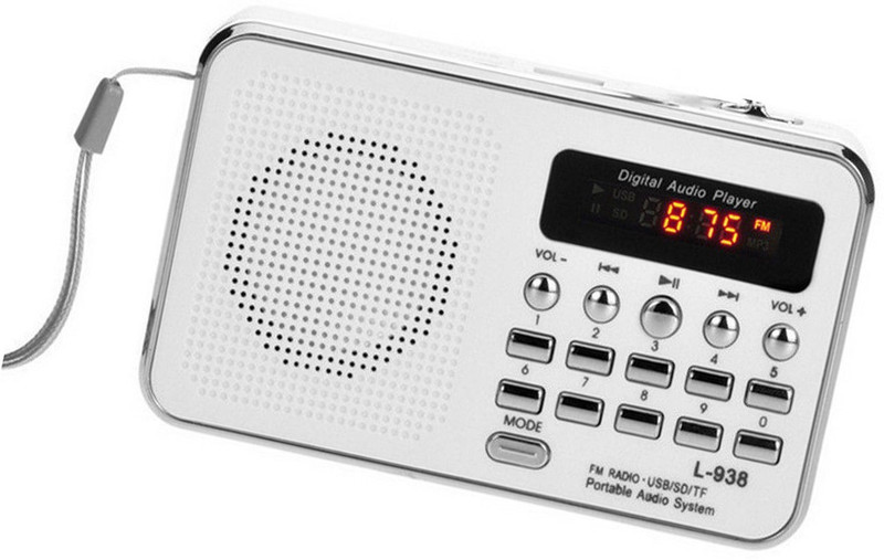 CRETO Fm Radio L-938 Mp3 Music Player Input Speaker Support USB pen-drive , aux and memory card FM Radio(White)