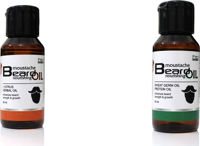 hti experts Moustache And Beard Nourishing Oil Citrus and Wheat (60+60ml) Hair Oil(120 ml)