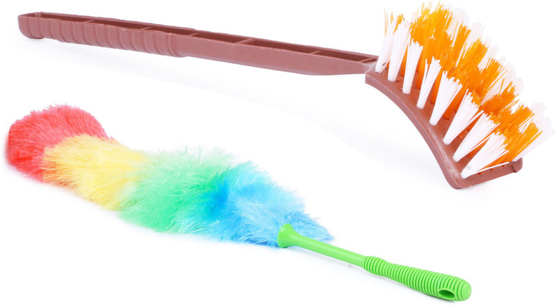 pr enterprises Home Cleaning Supplies Combo (Buy 1 Get 1) Pack Of 2 Duster, Toilet Brush