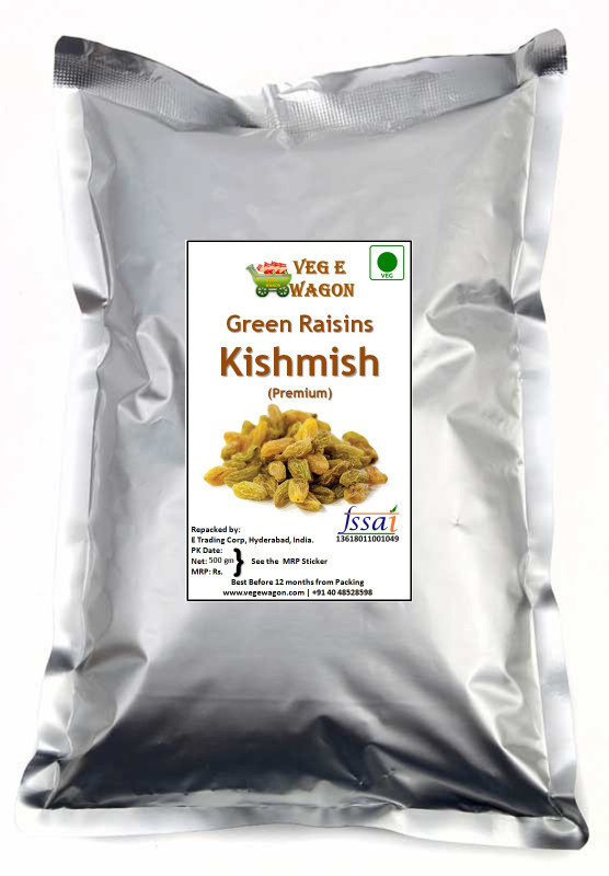 Veg E Wagon Green Kishmish (Raisins) Regular 500 gm Raisins(500 g)