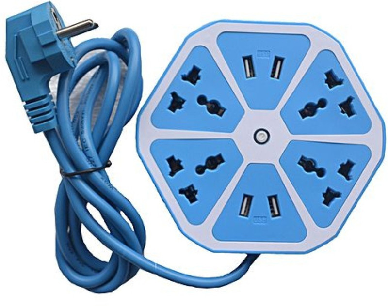 Klick N Shop Trendz Hexagon Socket Extension Board with 4 USB 2.0Amp Charging Point 4 Socket Surge Protector 4 Socket Surge Protector(Multicolor)
