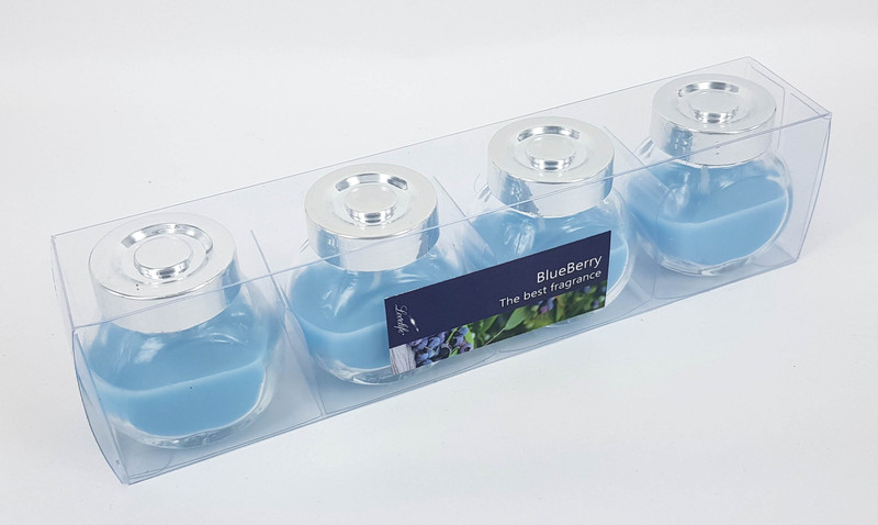 goyal candle planet Colored Wax Filled Scented Jar Candle Candle(Blue, Pack of 4)
