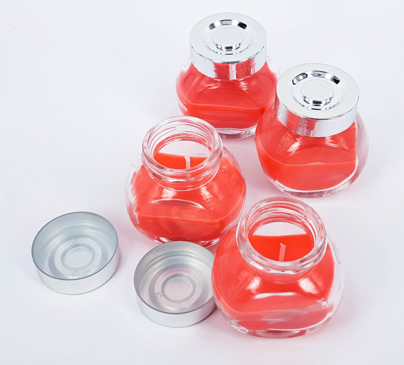 goyal candle planet Colored Wax Filled Scented Jar Candle Candle(Red, Pack of 4)