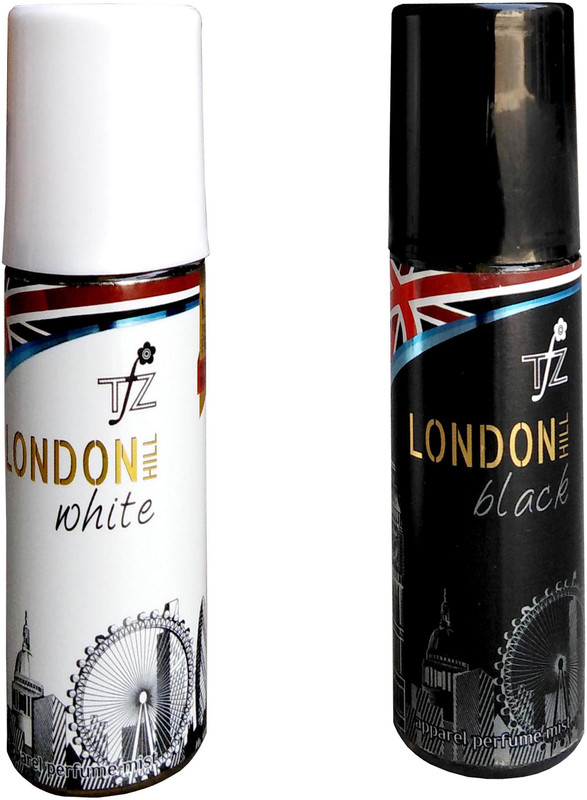 tfz london hill white and black Deo (gasfree) combo of 2*165 ml Body Mist  -  For Men & Women(330 ml, Pack of 2)