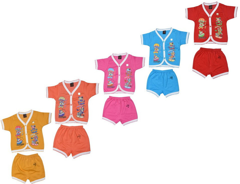 sk naren Baby Boys & Baby Girls Casual T-shirt Trouser(Multicolor)