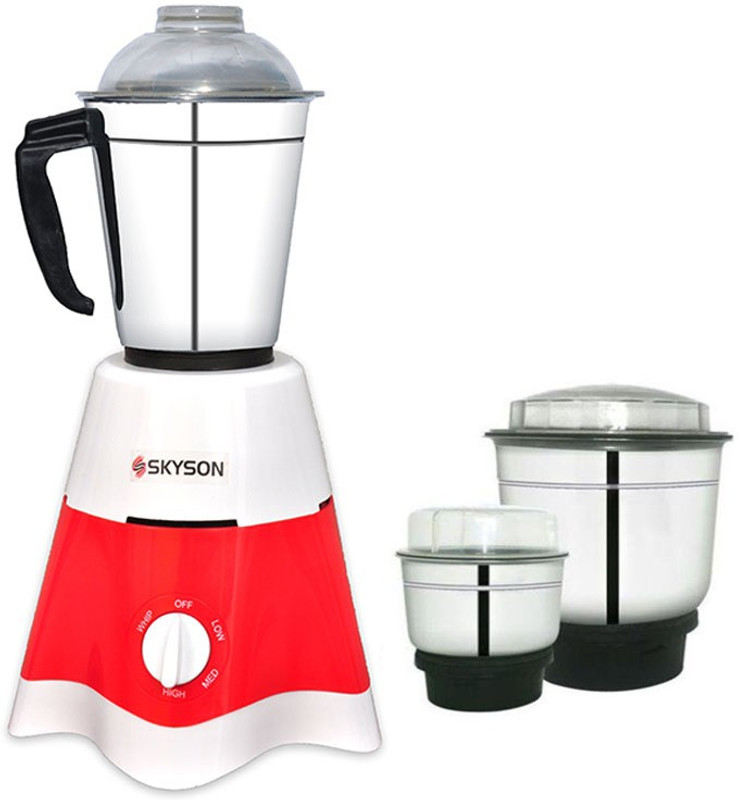SKYSON STAR PRO POWERFUL COPPER MOTOR 3 JAR 650 Mixer Grinder(Red, 3 Jars)