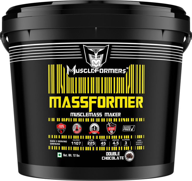 muscleformers MASSFORMER Mass Gainer/Weight Gainer 12lb/5.4 kg , 54 Serving Weight Gainers/Mass Gainers(5.44 kg, DOUBLE CHOCOLATE)