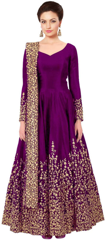 sanskriti designers Poly Silk Embroidered Salwar Suit Material(Semi Stitched)