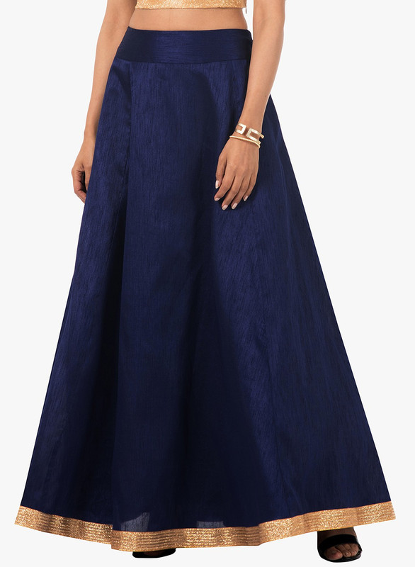 indya Embellished Women Regular Blue Skirt