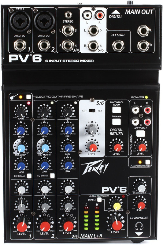 Peavey Live Audio Mixer 2 Channel Compact Analog Mixing Console Analog Sound Mixer