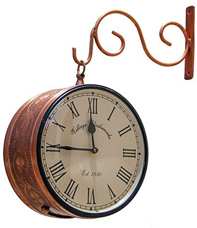 timecraft Analog 30 cm X 30 cm Wall Clock(Brown, With Glass)