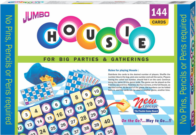 toymate HOUSIE JUMBO with 144 reusable cards- A family fun game board for adults and kids. Board Game