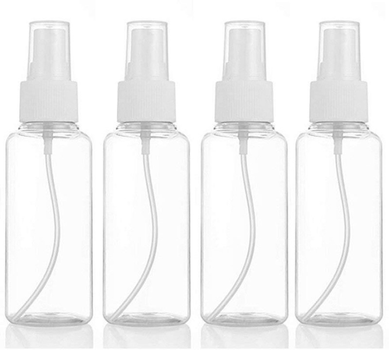 SYGA Transparent Plastic Spray Bottle Empty Bottle, Portable Fine Wist Spray Bottle_4 100 ml Bottle(Pack of 4, White)