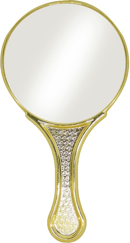 Bueno Face Mirror For Home Use By Girls & Women/Hand Mirror For Travel Use, Stylish Gold Mirror, Pack Of 1