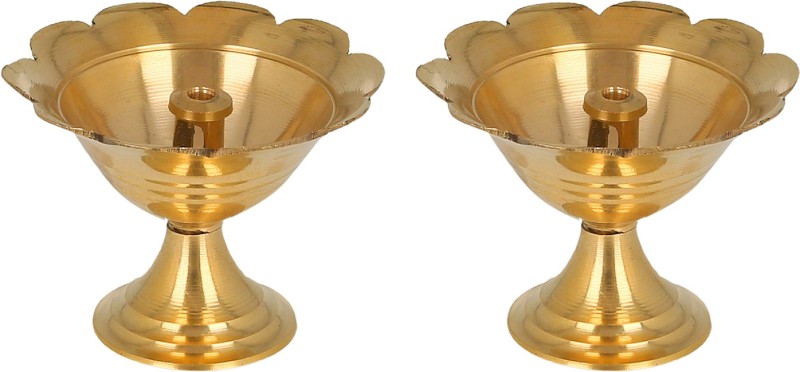 DreamKraft Brass Diwali Kuber Deepak (Diya Oil Lamp) For Puja Home Decor Brass (Pack of 2) Table Diya Set(Height: 1.1 inch)