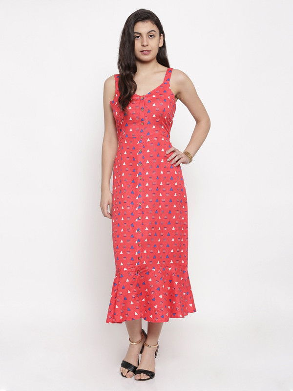global desi red dress Global Desi Multicolor Patch Print V-Neck Maxi Dress w/ Side Split, S