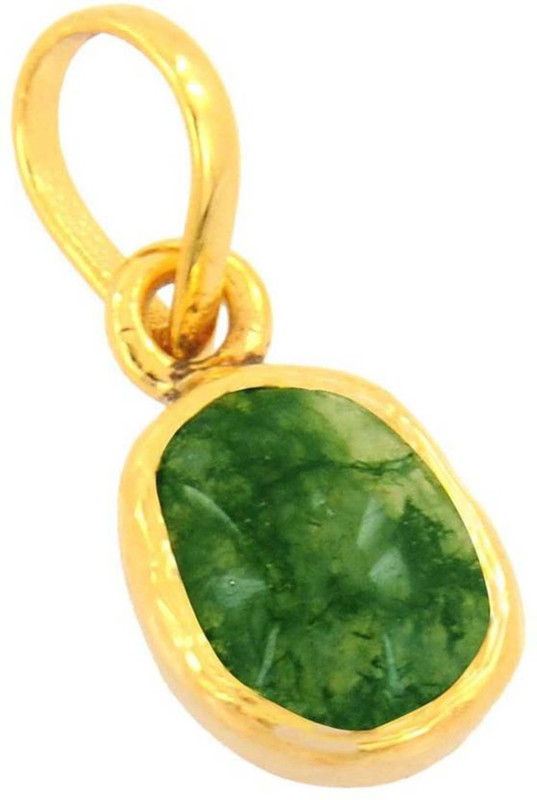 mormukut 5.69 Carat 6.25 Ratti Natural Green Emerald Panna Panch Dhatu Metal Pendant Gold-plated Emerald Metal Pendant