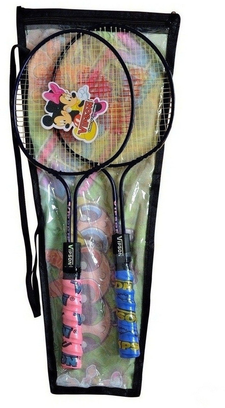 vipson Double Shaft Light Weight Youth Badminton Racquet Set For Kids 3 To 8 Years Multicolor Strung Badminton Racquet(Pack of: 2, 350 g)