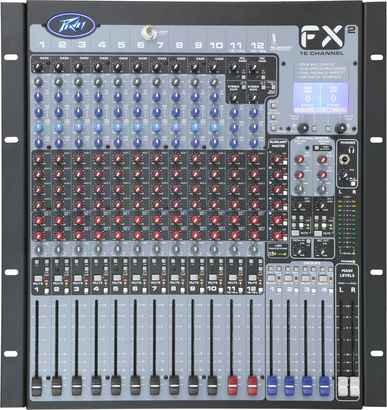 Peavey 16-Channel Mixer with Digital Output Processing - Live Mixer Mixing Console Powered Sound Mixer