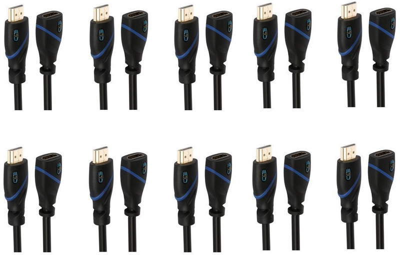 CE  TV-out Cable High Speed HDMI Extension Cable Male - Female 1.5 Feet, Supports Ethernet- Latest Specification Cable, 10 Pack(Black, For TV, 0.5 m) RS.6490 (53.00% Off) - Flipkart