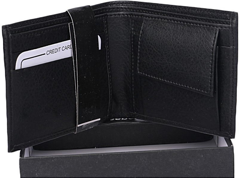man marks Men Black Genuine Leather Wallet(21 Card Slots)