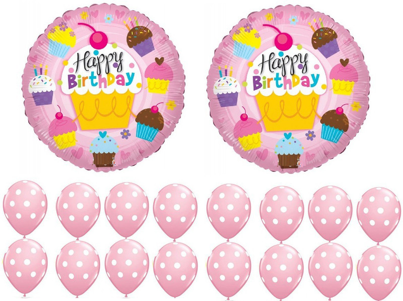 teple Printed (Pack of 102) Happy Birthday printed foil balloon with balloons for Birthday celebration , Birthday party (Pink) Balloon(Pink, Pack of 102)