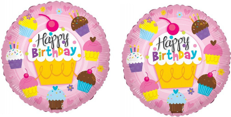 teple Printed (Pack of 2) Happy Birthday printed foil balloon for Birthday celebration , Birthday party (Pink) Balloon(Pink, Pack of 2)