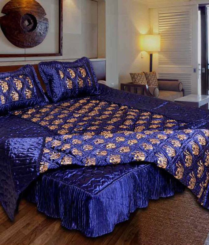 ooltah chashma Satin Bedding Set(Blue)