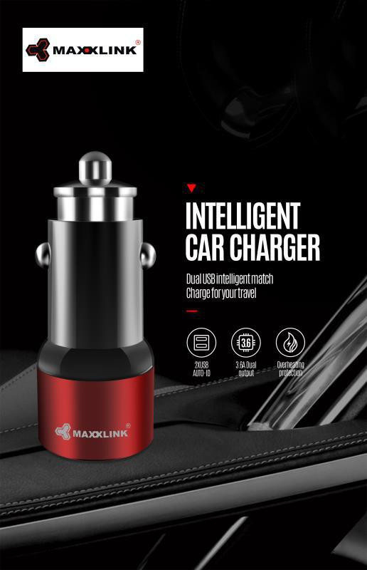 maxxlink 2.1 Turbo Car Charger(Black, With USB Cable)