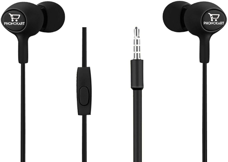 phonokart earphone with mic Wired Headset with Mic(Black, In the Ear)